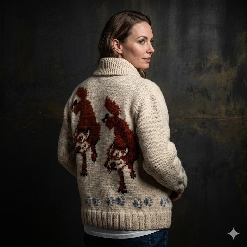Wolf Cardigan Project Hail Mary Inspired | Mary Maxim Style Wool Sweater | Nordic ZipUp jacket