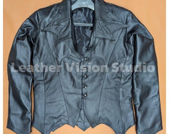 Papa V Perpetua  Inspired Leather Coat | Gothic Rock Skeletour Costume |  PapaV Ghost Band  Jacket
