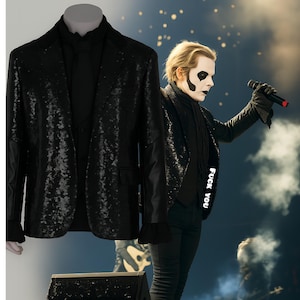 Ghost Band Papa Emeritus Cosplay  | Concert | Blazer Coat with &#39;F**k You&#39; Patch | Papa v Perpetua  | Popestar Ghost Rite Here Rite Now