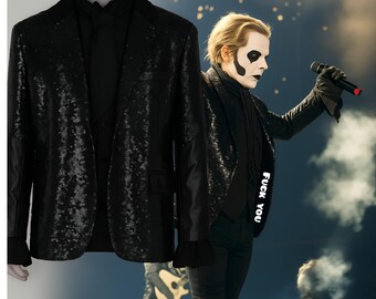 Papa Emeritus Cosplay Blazer: Ghost Band Concert Leather Sleeve Coat