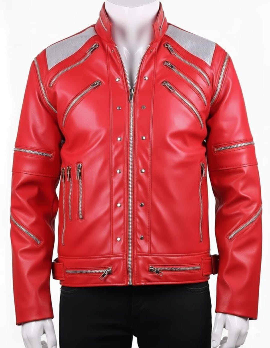 80-90's MIKEBIRNIES オールレザー スタジャン レッド XL Michael Jackson Beat It Inspired Red Leather Jacket – 80s Biker