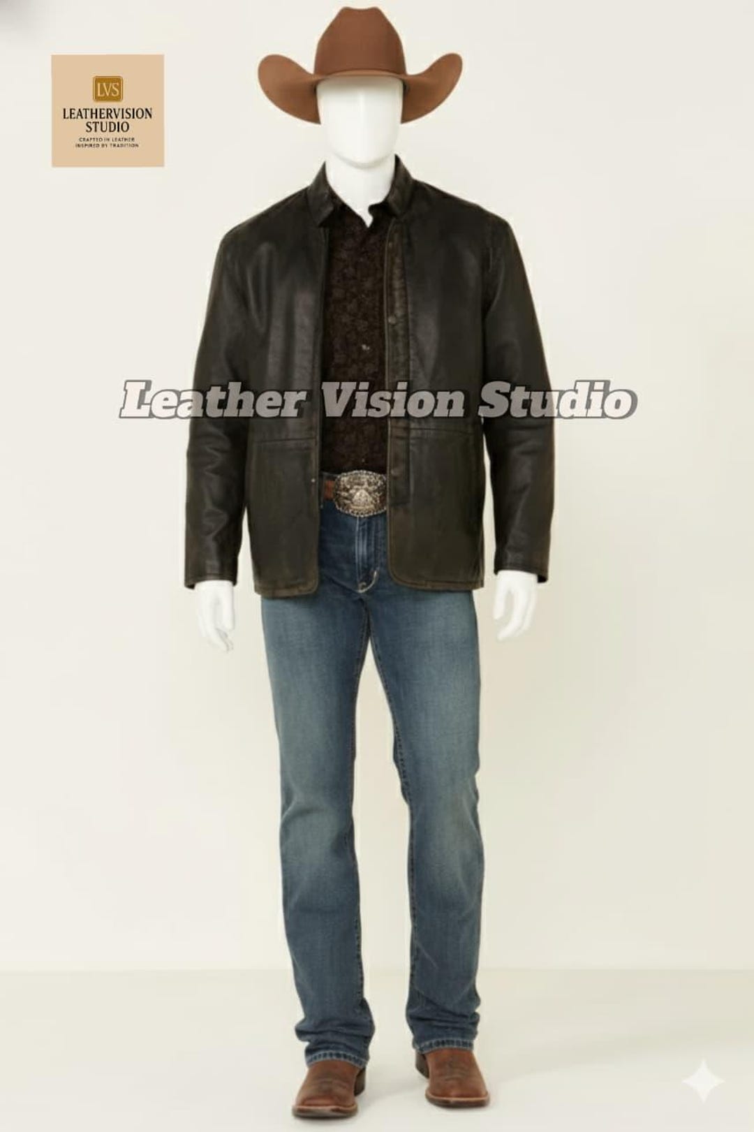 Men Western Dark Brown Leather Jacket | Classic Waxed Cowboy Coat ...