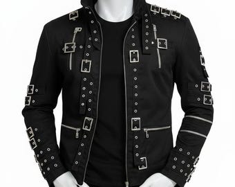Men's Black Buckle Jacket – Michael Jackson Inspired Stage Coat