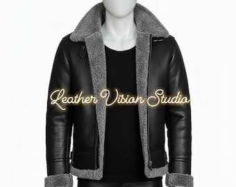Men’s Black B3 Aviator Bomber | Shearling Leather Flight Jacket | Classic RAF Aviation Coat