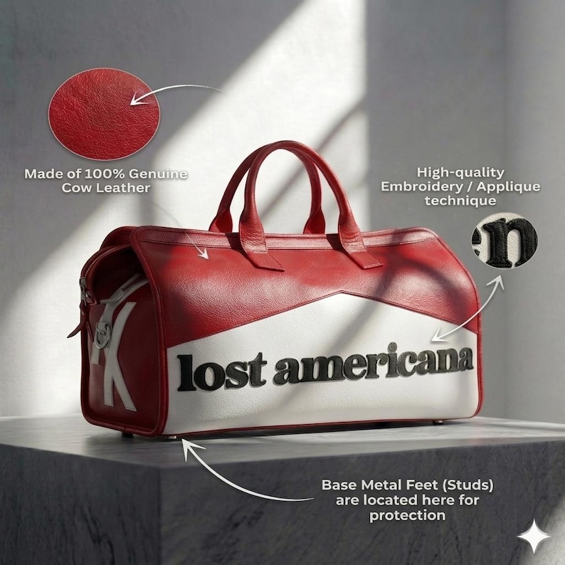 Lost Americana duffle bag vintage style canvas travel bag with leather straps and rustic design