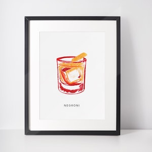 Minimal Negroni Artwork | Printable Cocktail Illustration, Home Bar Decor | Digital | Instant Download | PRINTABLE