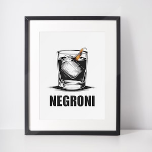 Negroni Poster | Contemporary Minimal Bar Art, Printable Wall Decor | Digital | Instant Download | PRINTABLE
