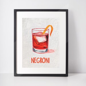 Printable Negroni Art Print | Minimalist Cocktail Poster, Instant Bar Wall Decor | Digital | Instant Download | PRINTABLE