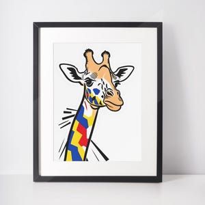Vibrant Giraffe | Pop Art Safari Animal with Bold Colours | Digital | Instant Download | PRINTABLE