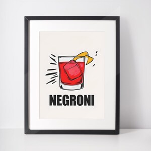 Minimalist Negroni Cocktail Print | Modern Bar Wall Art | Digital | Instant Download | PRINTABLE