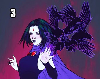 May include: A collage of four images featuring characters from popular fantasy and comic book series. The first image shows three characters from Game of Thrones, including Eddard Stark, Catelyn Stark, and Arya Stark. The second image features Daenerys Targaryen riding a dragon. The third image shows Raven, a character from the Teen Titans series. The fourth image features Starfire, another character from the Teen Titans series.