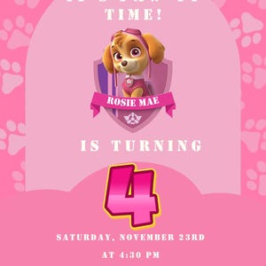 Paw Patrol Skye Invitation | Editable & Downloadable Template | Instant Download