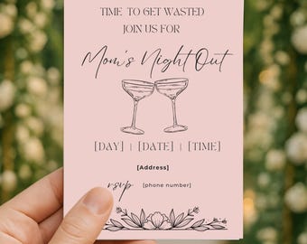 Mom’s Night Out Invitation | Funny Girls Night Canva Template | Editable Digital Download | Instant Download Party Invite
