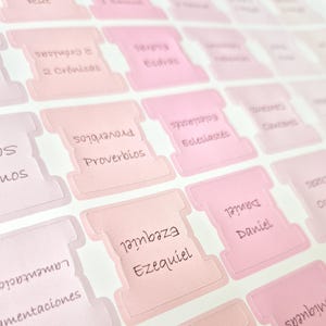 Imprimible Tabs Indice para Biblias rosa pastel