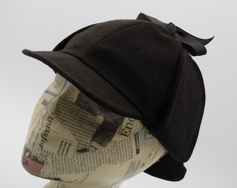 Deer Stalker hat in Black Wool Blend. DS001