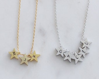 Personalized Initial Star Necklace: Custom Silver or Gold color star Pendant