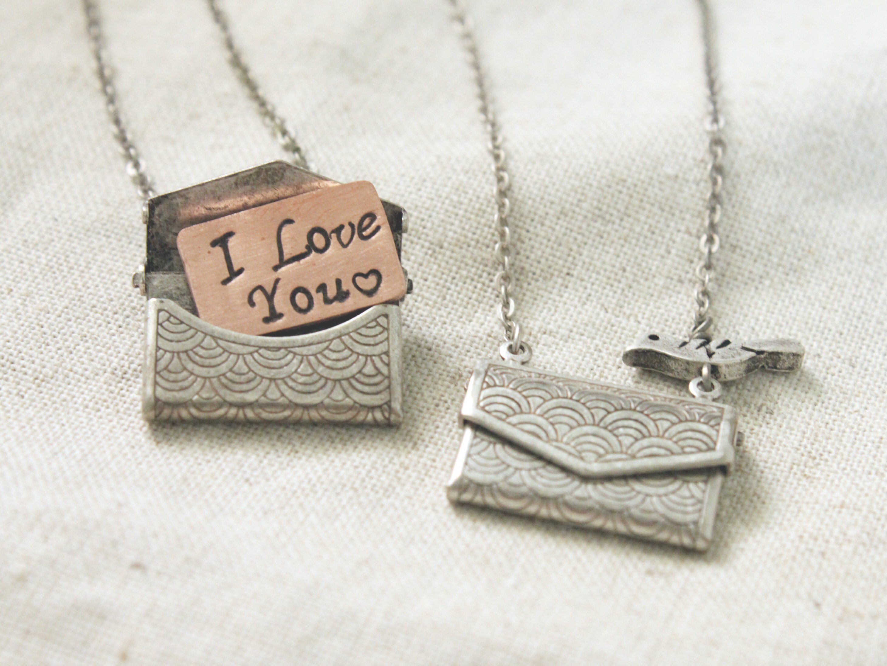 Vintage style message envelope Necklace Silver Envelope Etsy