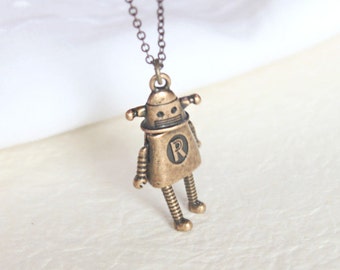 Vintage style Robot Necklace, God Robot pendant, Gift for Friend, Gift idea - S2351-2