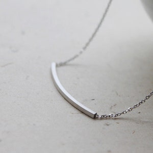 Simple square Tube Necklace, Curved Tube Layered Necklace, Layering Necklace, Gift for mom, Gift for Friend, Wedding Gift, Gift idea S2125 image 7