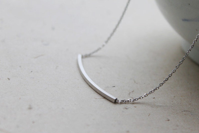 Simple square Tube Necklace, Curved Tube Layered Necklace, Layering Necklace, Gift for mom, Gift for Friend, Wedding Gift, Gift idea S2125 image 7