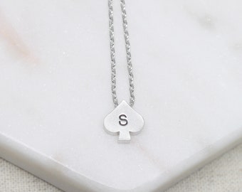 Personalized initial Spade charm Necklace / Tiny Spade pendant necklace /  Gift for mom / Gift for Friend / Wedding Gift / Gift idea -S2382