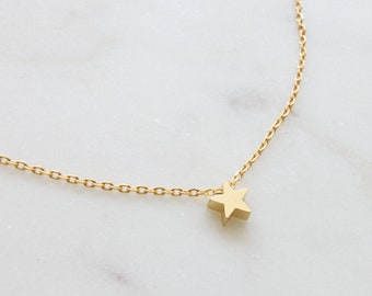 Dainty Gold Star Charm Necklace, Tiny Star, Simple Celestial Pendant -S2205