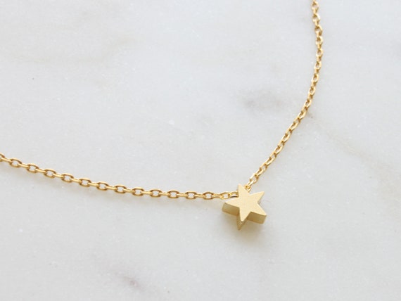 Cute Tiny Star Charm Necklace, Simple Gold Star Necklace