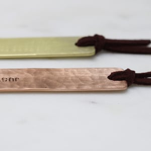 Personalized Bookmark -Hammered copper bookmark- Engraved & Antiqued Copper Bookmark - custom hand stamped bookmarks, Gift idea -S0381