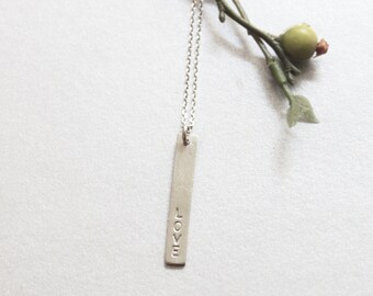 Personalized Vertical bar necklace, Engraved letter necklace, Initial Slim Long Bar Necklace, Gift for mom, Gift for Friend, Gift idea -2361