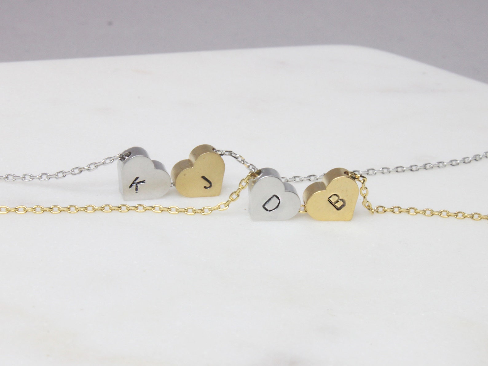 Personalized Initial Two Hearts Necklace Customized Twin - Etsy