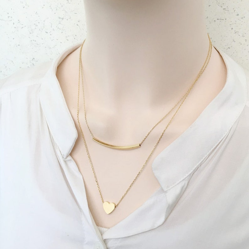 Simple square Tube Necklace, Curved Tube Layered Necklace, Layering Necklace, Gift for mom, Gift for Friend, Wedding Gift, Gift idea S2125 image 9