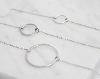 Dainty Circle Necklace, Minimalist Layering Jewelry, Classic Bracelet, Gift for mom -S2370-1