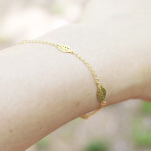 Simple leaf bracelet, Delicate Leaf Chain Bracelet, Layering Bracelet, Gift for mom, Gift for Friend, Wedding Gift, Gift idea S3104 image 7