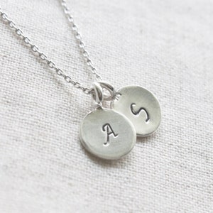Personalized Tiny Initial Necklac, Sterling silver letter Necklace, Initial coin disc necklace, Mothers day Gift, Best Friend Gift - 2385