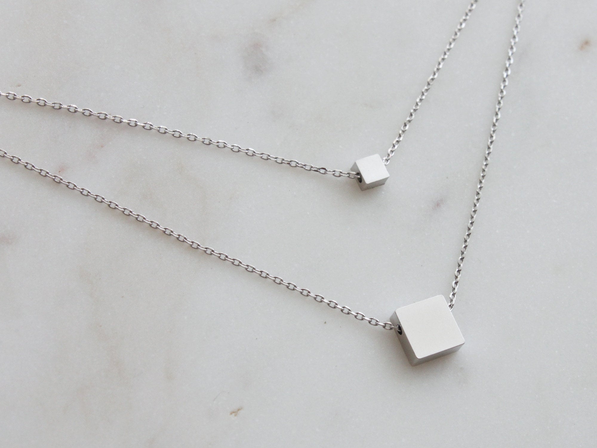 Numbering ♥ #7736 Double Side Square Necklace Numbering #7736 Necklace Numbering