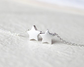 Cute Two star Necklace, Chubby Twin Stars necklace, Lovely Two stars necklace, Gift for mom, Gift for Friend, Wedding Gift, Gift idea -2353