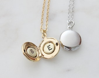 Personalized Initial Locket Necklace: Custom Round Locket, Gift for Mom, Simple Necklace