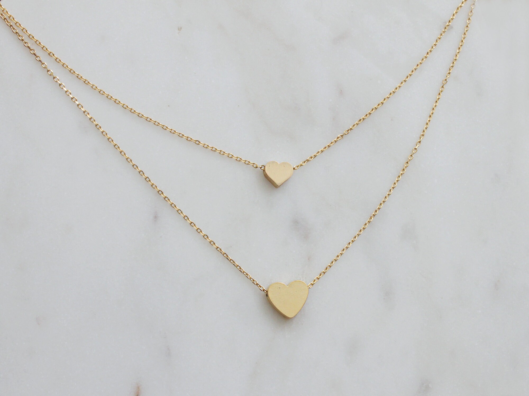 Personalized Heart double layering Necklace Initial Twin | Etsy