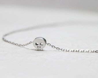 Cute Tiny Baby Skull Necklac, Skeleton Cute Baby Skull pendant, Skull Layering Necklace, Halloween Gift For Her, Gift idea - S2200 -2