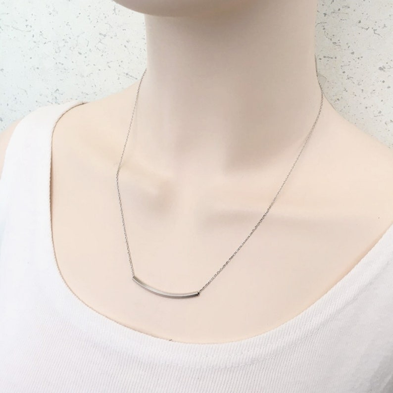 Simple square Tube Necklace, Curved Tube Layered Necklace, Layering Necklace, Gift for mom, Gift for Friend, Wedding Gift, Gift idea S2125 image 10