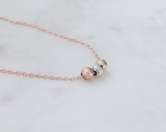 Tiny Triple balls necklace, Three balls gold, silver, rose gold, Small Trios ball Pendant, Gift for mom, Gift for Friend, Wedding Gift S2271