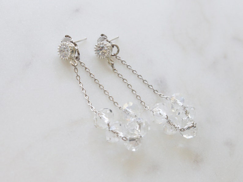 Crystal glass with sterling silver post earring, Crystal Drop Earrings, Gift for mom, Gift for Friend, Wedding Gift, Gift idea S1055 image 1