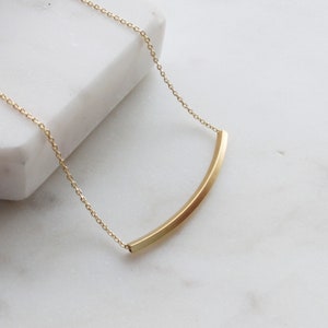 Simple square Tube Necklace, Curved Tube Layered Necklace, Layering Necklace, Gift for mom, Gift for Friend, Wedding Gift, Gift idea S2125 image 1