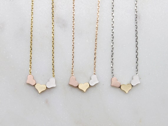 Triple Hearts Necklace Three Hearts 