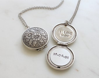 Personalized Vintage style Circle Round Locket, Customized locket necklace, Gift for mom, Gift for Friend, Wedding Gift, Gift idea -S2365