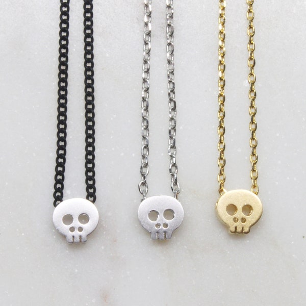 Lovely Cute Tiny Baby Skull Necklac, Dainty Layering Delicate Skeleton Cute Skull Necklace, Halloween Gift For Her, Gift idea -2200