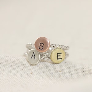 Personalized initial Ring, Adjustable Free Size Wrap Ring, Tiny dainty stacking initial ring, Gift for mom, Wedding Gift, Gift idea -S4342