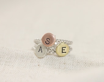 Personalized initial Ring, Adjustable Free Size Wrap Ring, Tiny dainty stacking initial ring, Gift for mom, Wedding Gift, Gift idea -S4342