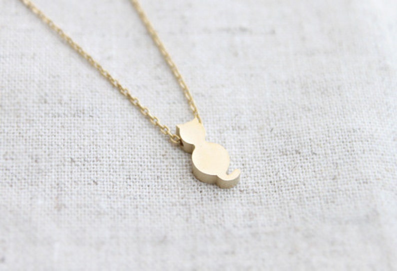 Cute gold Cat Necklace, Simple Animal Cat necklace, Cat lover Gift, Gift for mom, Gift for Friend, Wedding Gift, Gift idea S2064-1 image 4