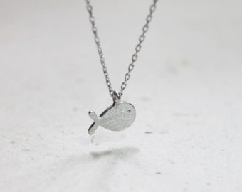 Cute tiny whale charm Necklace, Silver whale pendant, Gift for her, Gift for mom, Gift for Friend, Wedding Gift, Gift idea - S2308-1